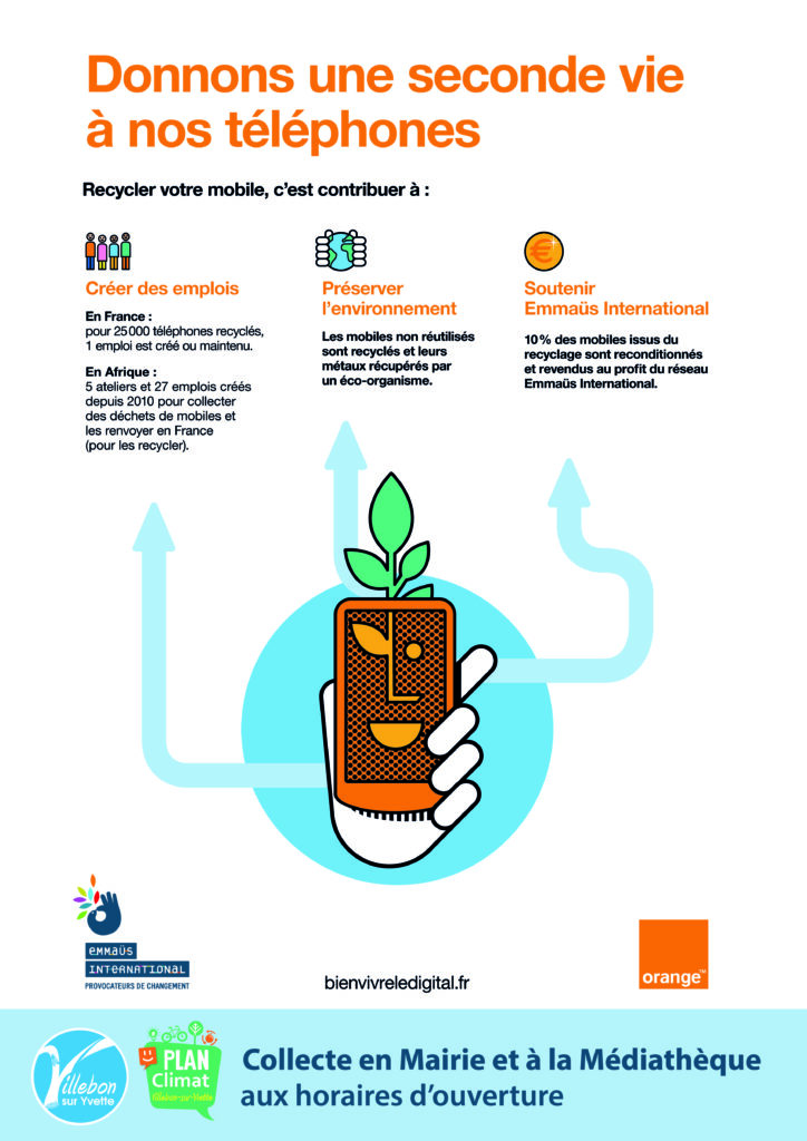 Affiche incitant à donner une seconde vie aux téléphones - Agrandir l'image, fenêtre modale