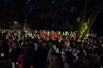 Une foule portant des lumières colorées se dirige en musique vers la promenade de l'Yvette.  - Agrandir l'image 33 sur 44, fenêtre modale